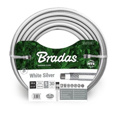 BRADAS Ojačano i izdržljivo vrtno crijevo NTS, 1/2", 20 m, bijelo-srebrno
